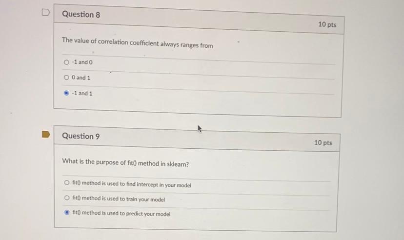 Solved D Question 8 10 pts The value of correlation | Chegg.com