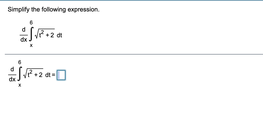 Solved Simplify the following expression. х de S (72 +++8) | Chegg.com