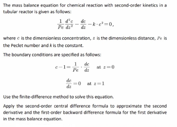 Solved The Mass Balance Equation For Chemical Reaction With | Chegg.com