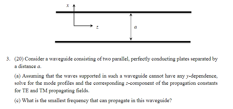 Solved х a 3. (20) Consider a waveguide consisting of two | Chegg.com