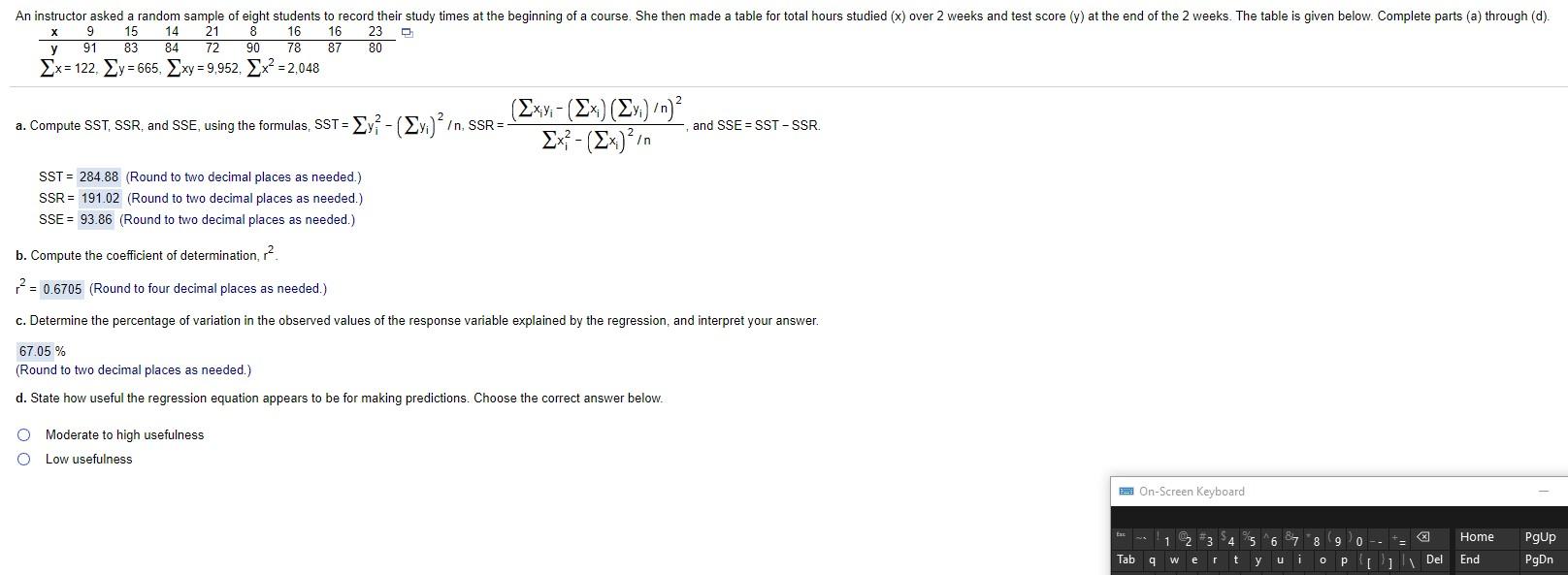 Solved х An instructor asked a random sample of eight | Chegg.com