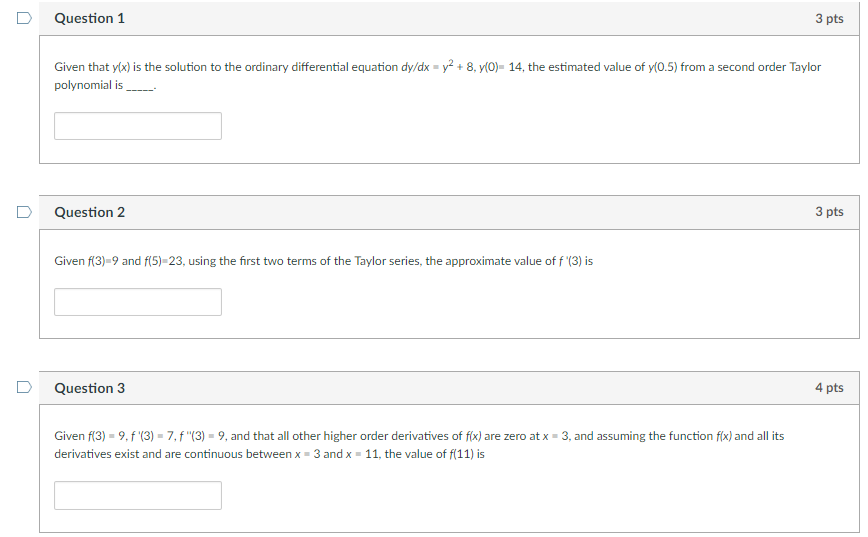 Solved Question 1 3 pts Given that y(x) is the solution to | Chegg.com