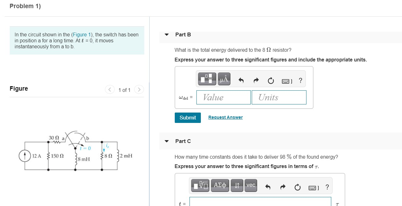 Solved Problem 1) Part B In the circuit shown in the (Figure | Chegg.com