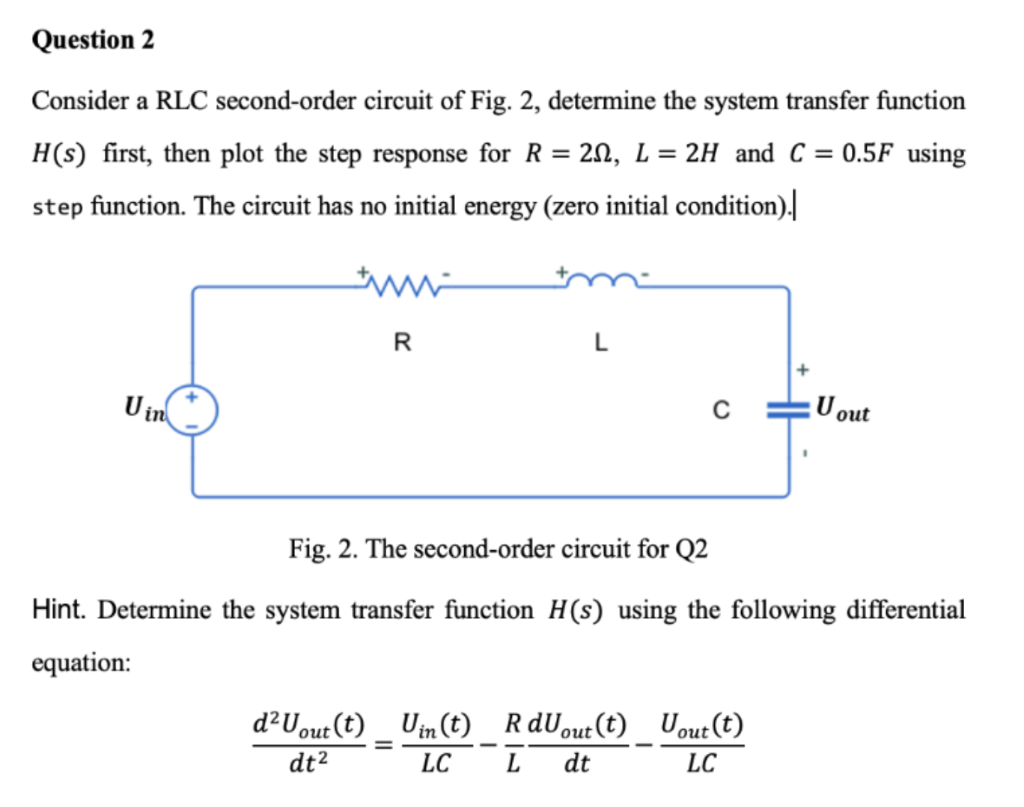 Solved Consider A RLC Second-order Circuit Of Fig. 2, | Chegg.com