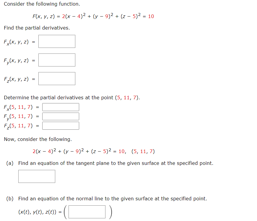 Solved Consider The Following Function F X Y Z 2 X