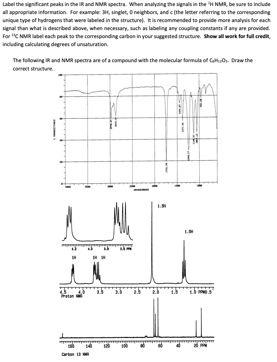Solved Label the significant peaks in the IR and NMR | Chegg.com