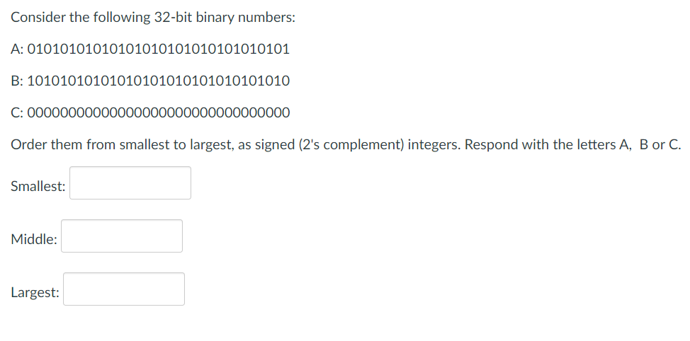 Solved Consider The Following 32-bit Binary Numbers: A: | Chegg.com