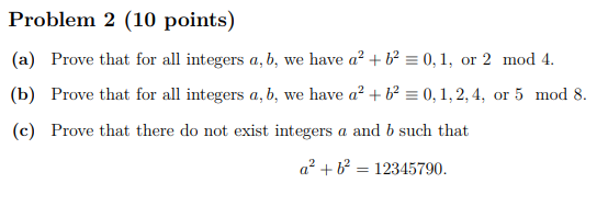 Solved Problem 2 (10 Points) (a) Prove That For All Integers | Chegg.com