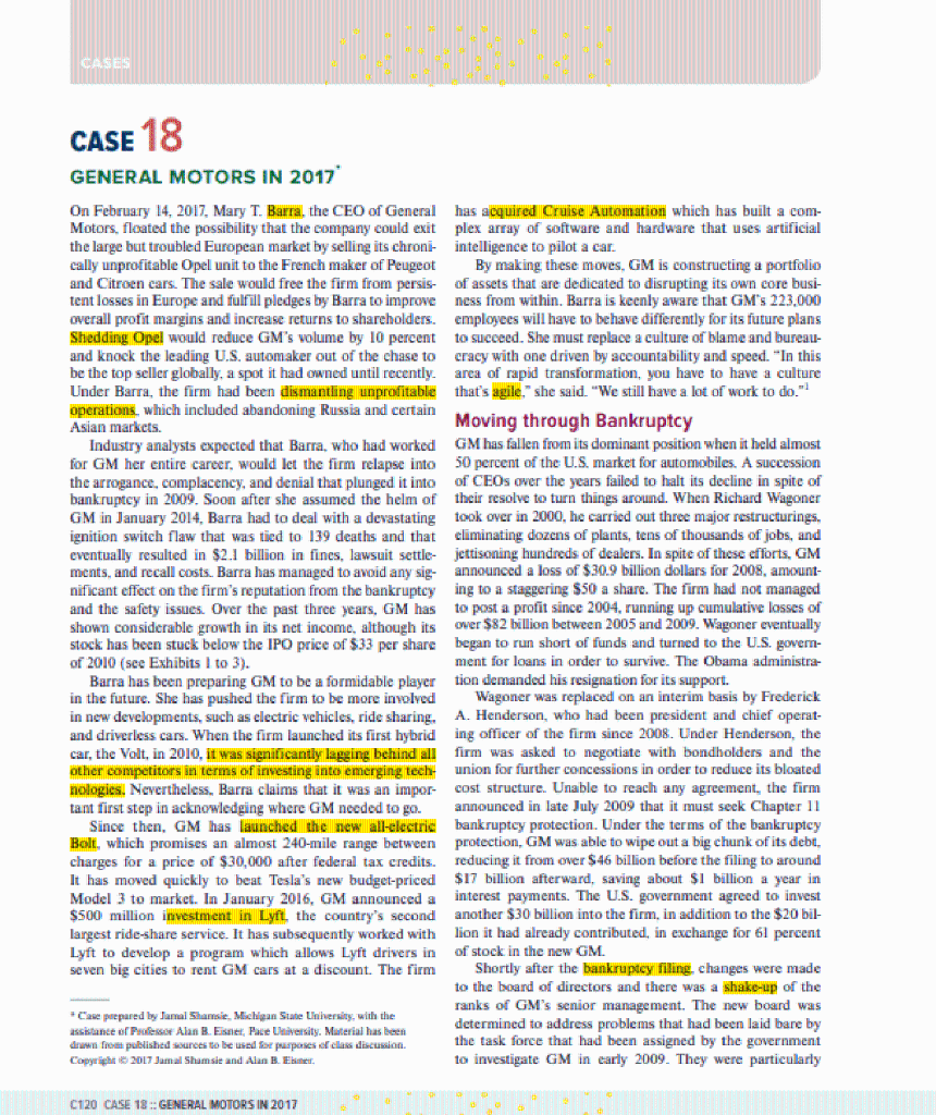 GENERAL MOTORS IN \( 2017^{\circ} \)
On February 14, 2017, Mary T. Barra, the CEO of General has acquired Cruise Automation w