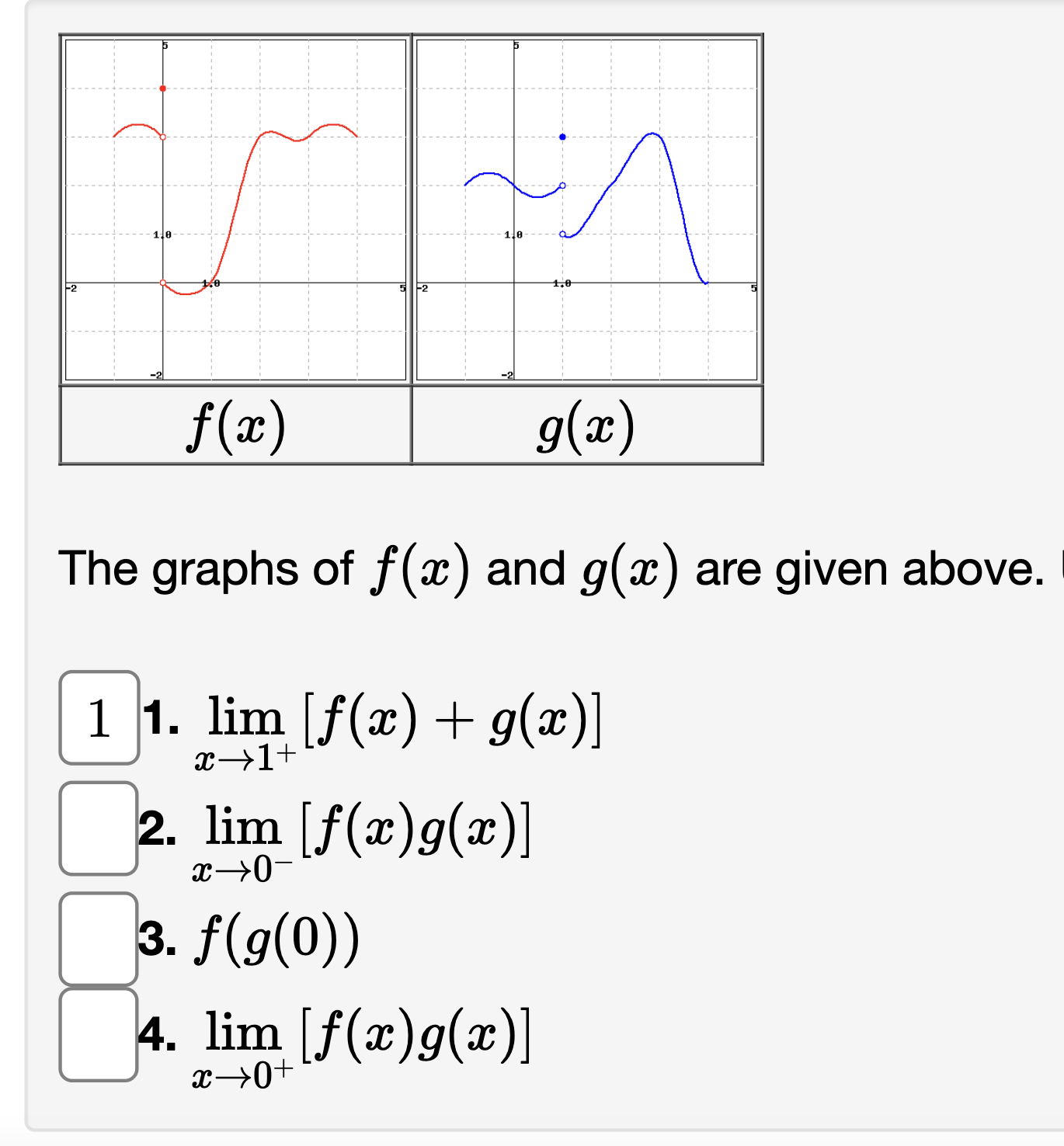 Solved The graphs of f(x) and g(x) are given
