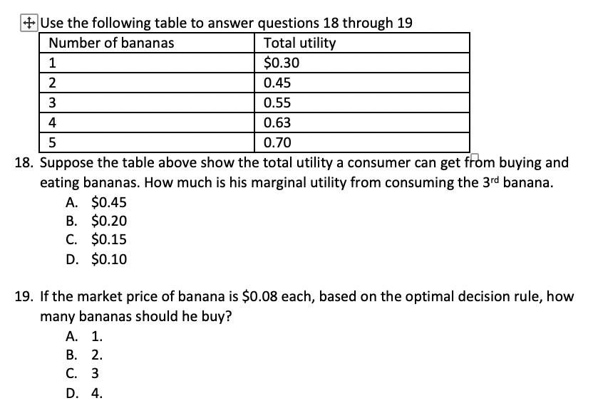 Solved # Use the following table to answer questions 18 | Chegg.com
