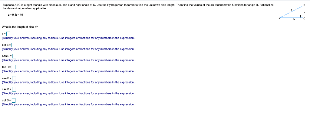 Solved Suppose ABC Is A Right Triangle With Sides A, B, And | Chegg.com