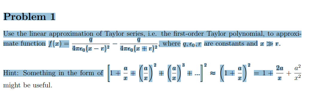 Solved Problem 1 Use the linear approximation of Taylor | Chegg.com