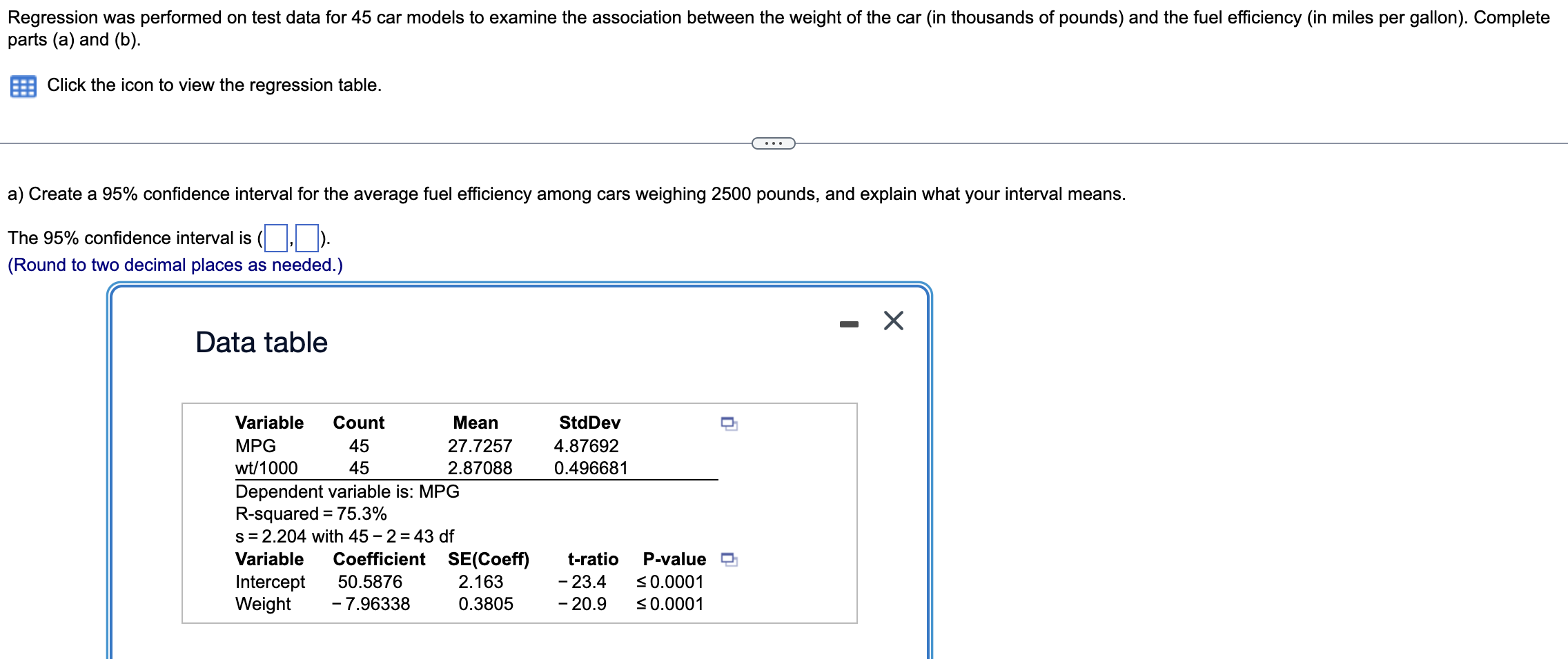 Solved parts (a) and (b). Click the icon to view the
