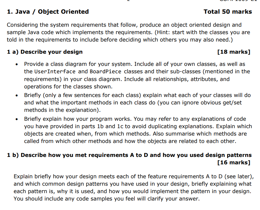 Solved JAVA OOP I NEED 1b.) ONLY IF YOU ALSO DO 1.a) IT WILL | Chegg.com