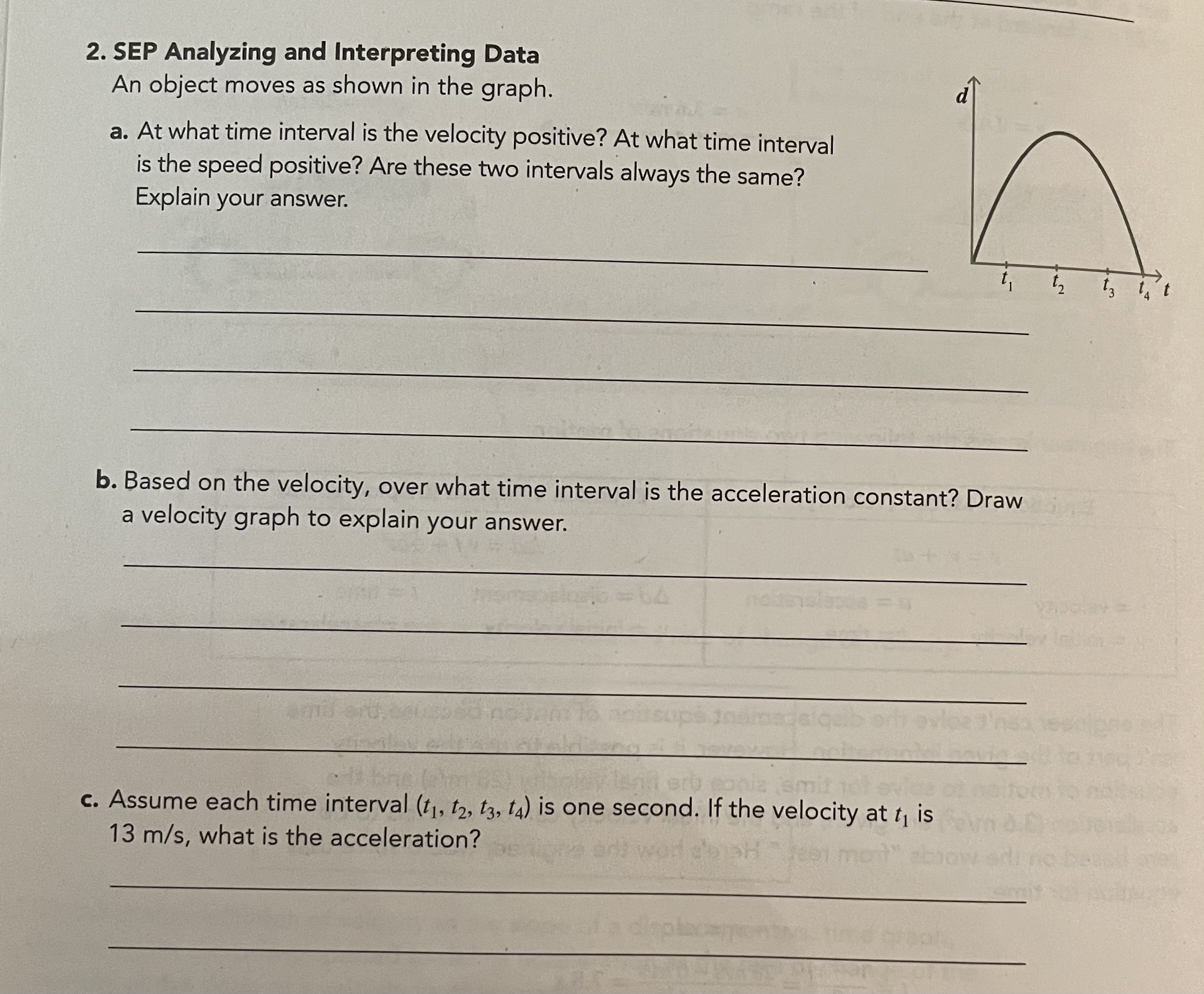Solved SEP Analyzing and Interpreting DataAn object moves as | Chegg.com