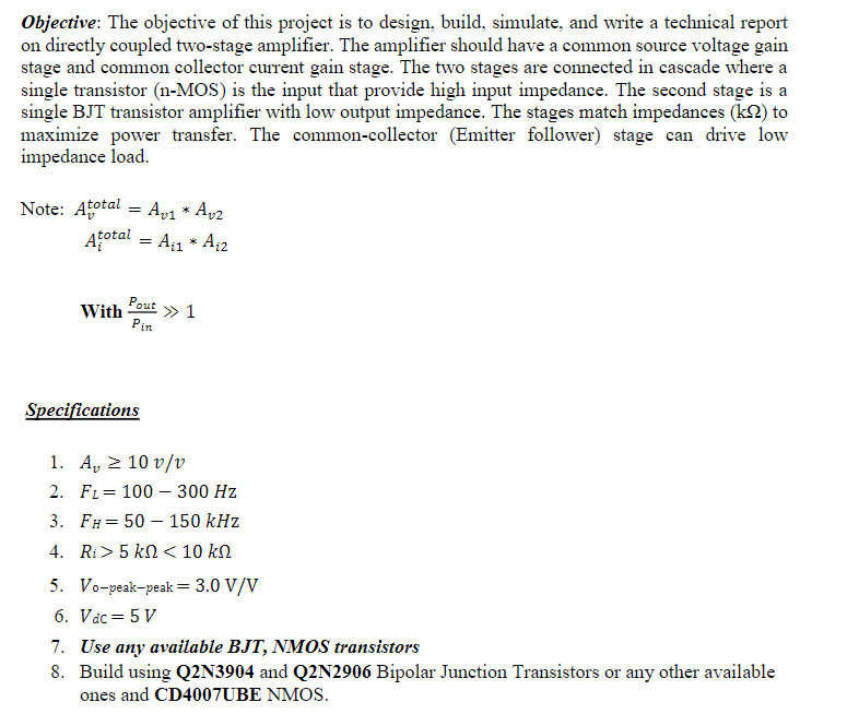Solved Objective: The objective of this project is to | Chegg.com