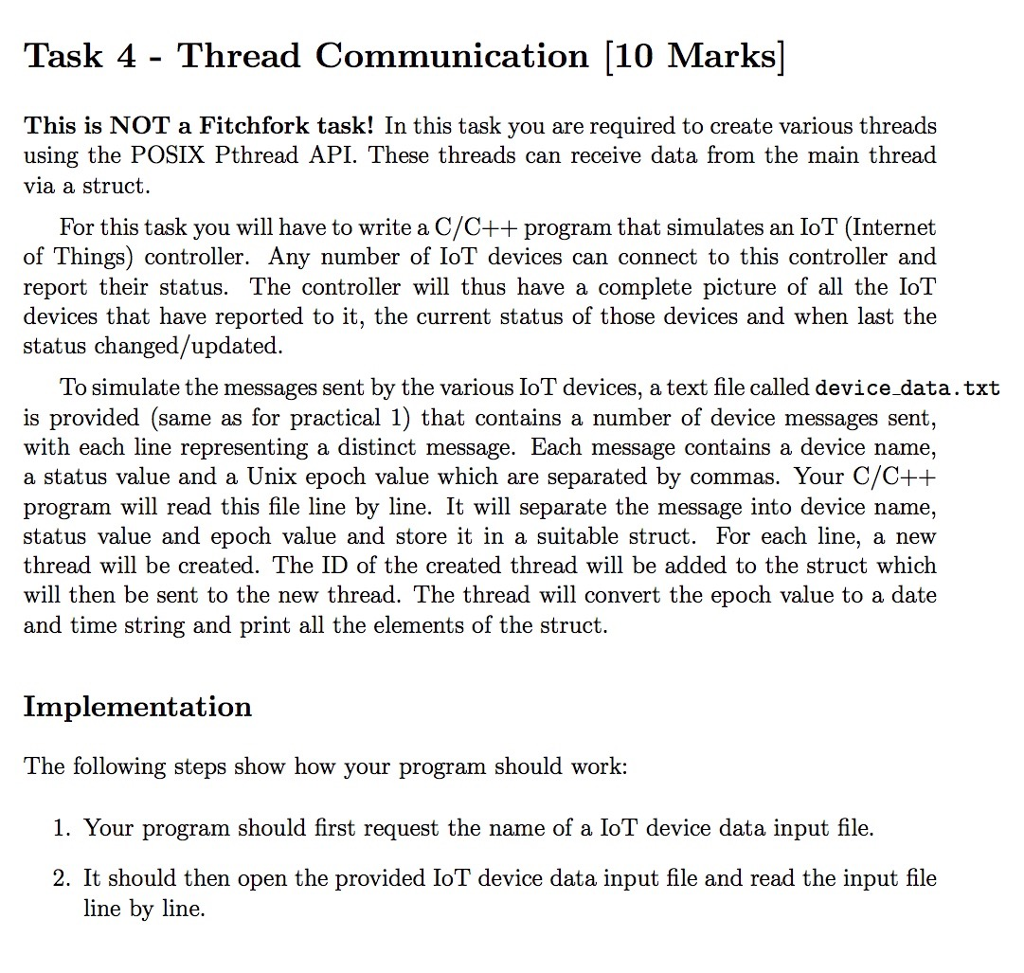 Solved Task 4 - Thread Communication 10 Marks This is NOT a | Chegg.com