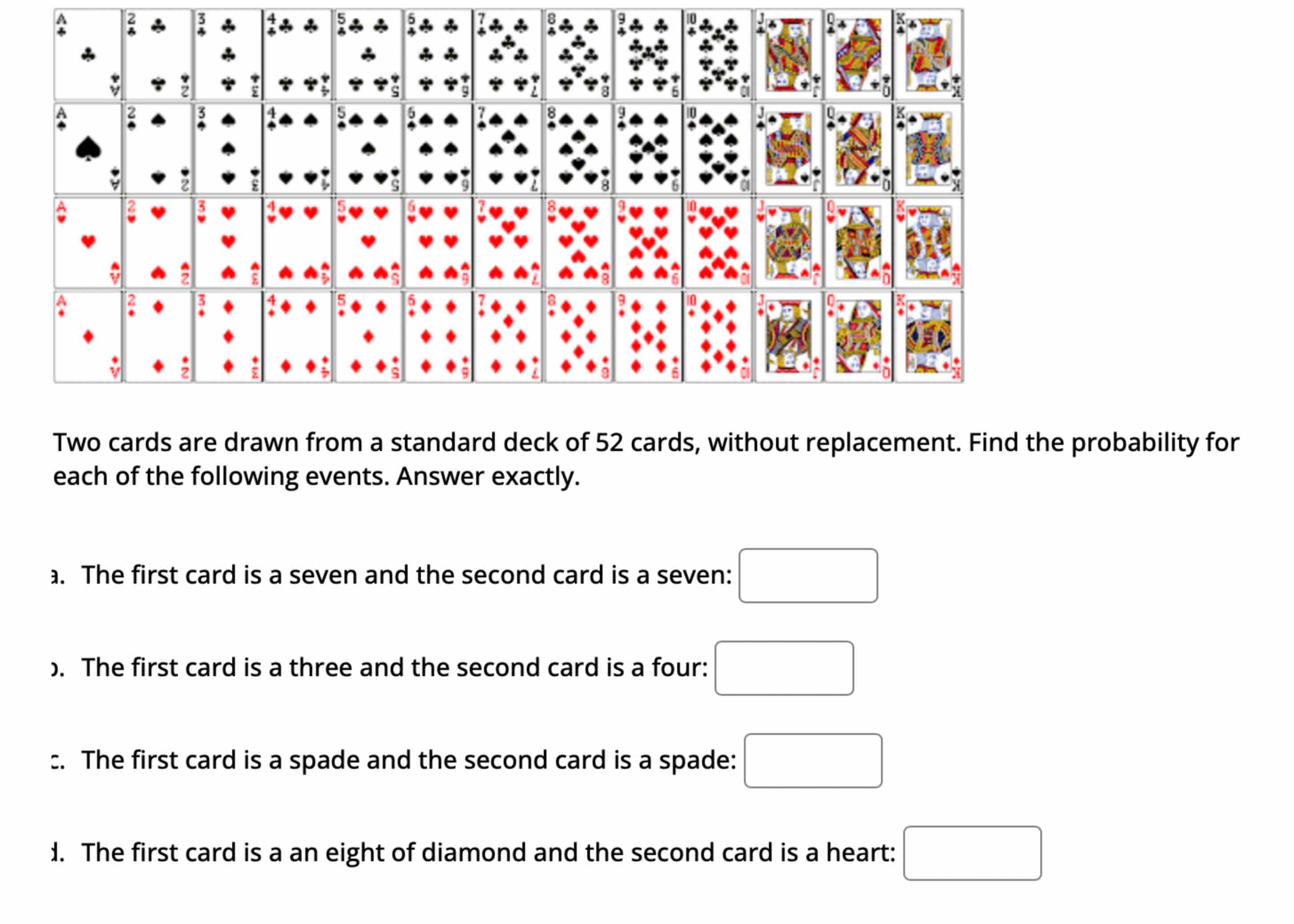 Solved Two cards are drawn from a standard deck of 52 | Chegg.com