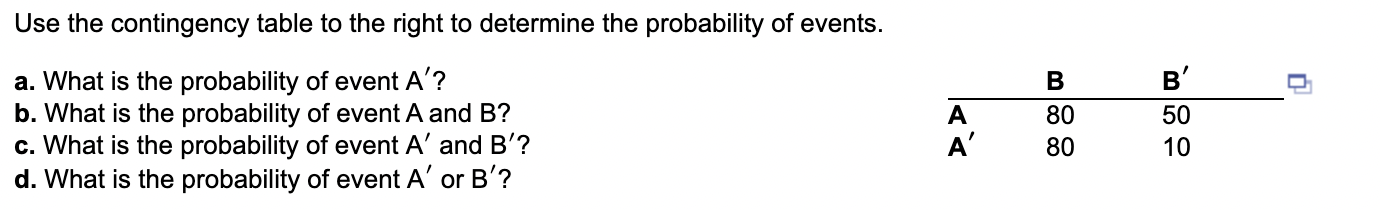 Use the contingency table to the right to determine | Chegg.com