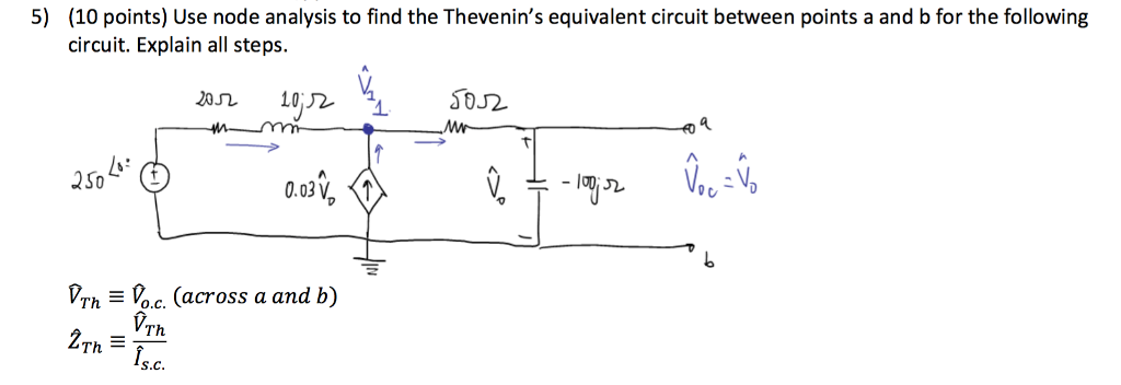 Solved 5) (10 points) Use node analysis to find the | Chegg.com