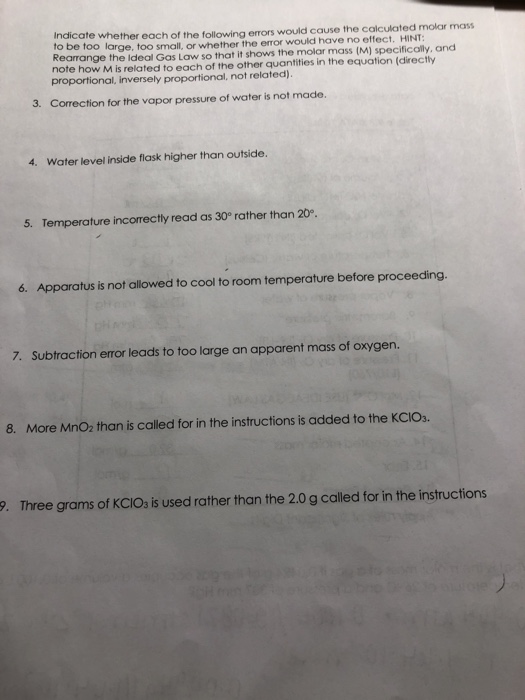 Solved Indicate whether each of the following errors would | Chegg.com