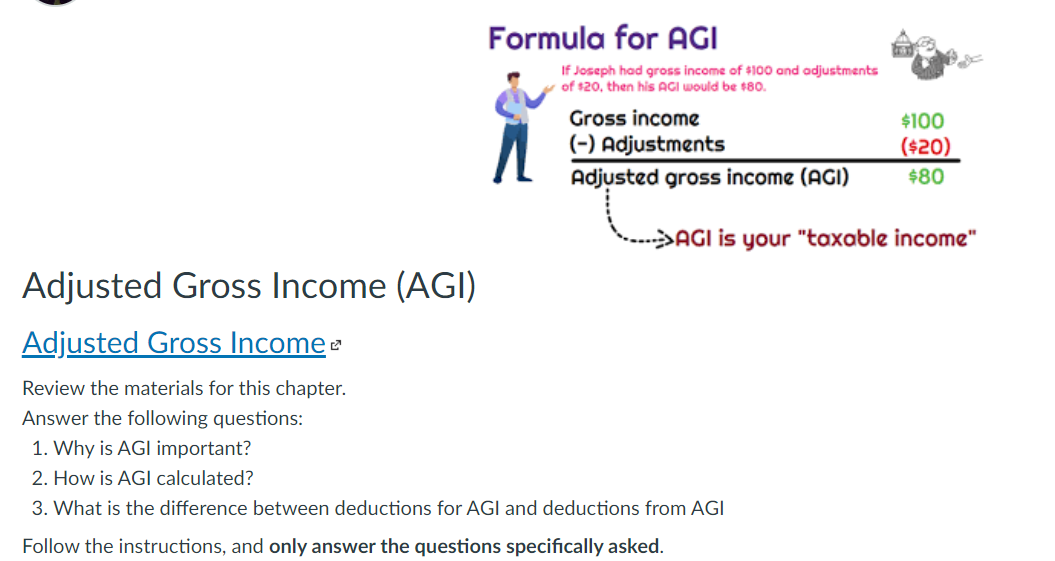 Solved Formula for AGI If Joseph had gross of 100