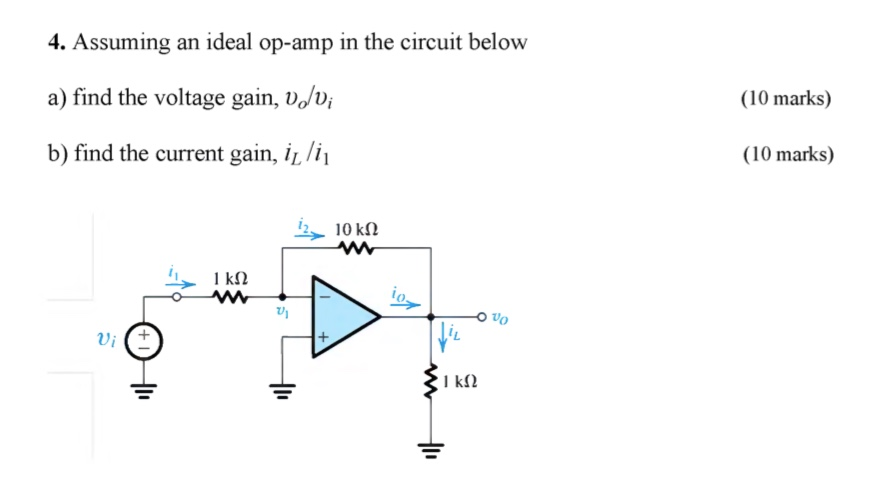 Solved 4. Assuming an ideal op-amp in the circuit below a) | Chegg.com