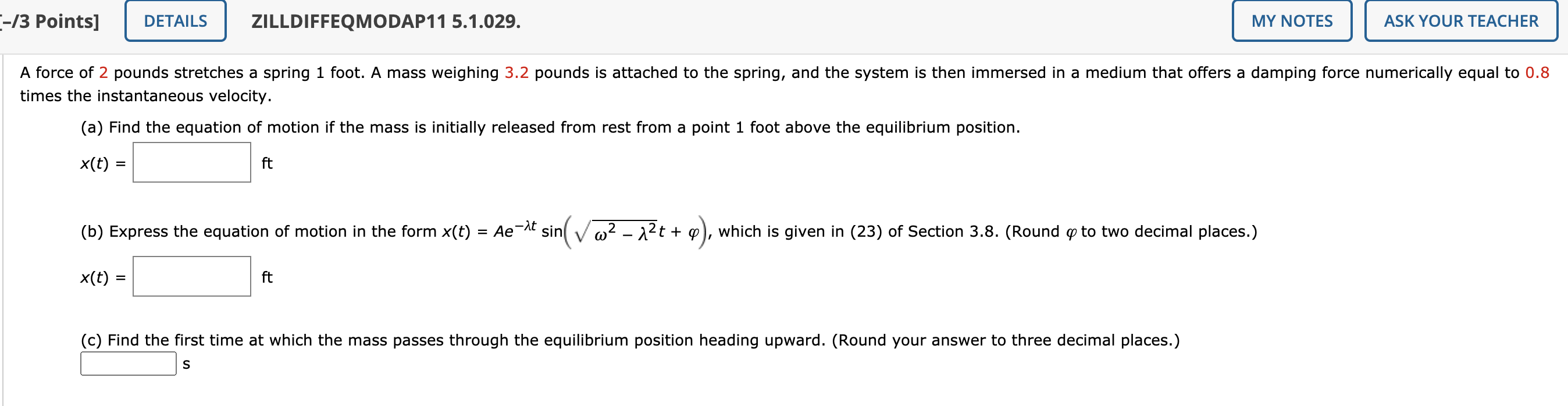 Solved --/3 Points] DETAILS ZILLDIFFEQMODAP11 5.1.029. MY | Chegg.com