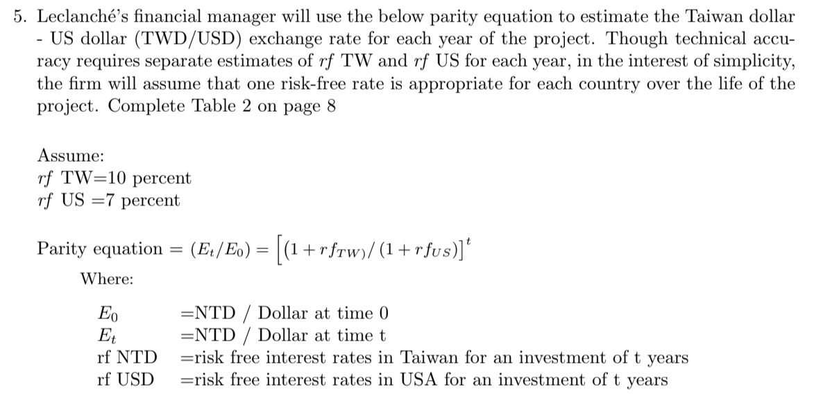 5 Leclanche S Financial Manager Will Use The Below Chegg Com