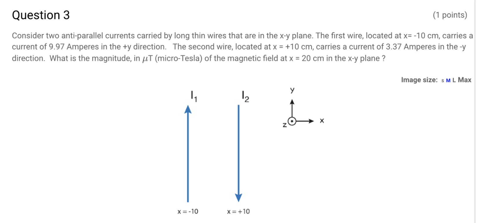 Solved Question 3 (1 points) Consider two anti-parallel | Chegg.com