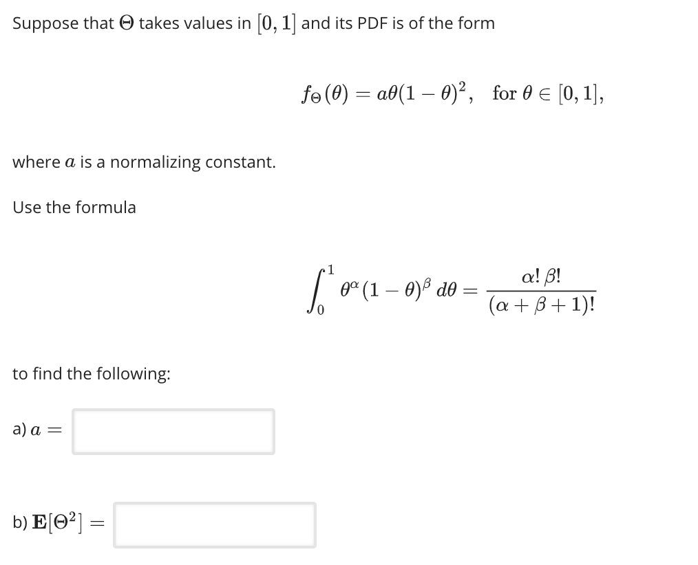 Solved Suppose that Θ takes values in [0, 1] and its PDF is | Chegg.com