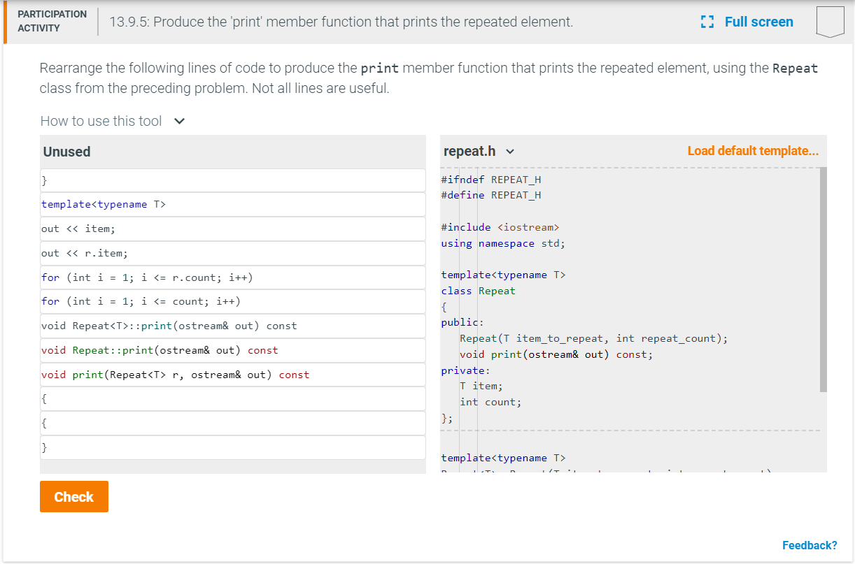 Solved ACTIVITY13.9.5: Produce The 'print' Member Function | Chegg.com