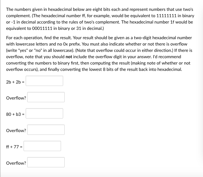 (Solved) : Numbers Given Hexadecimal Eight Bits Represent Numbers Use ...