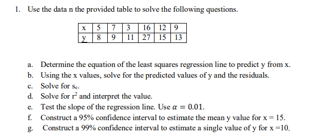 Solved VUse the data n ﻿the provided table to solve the | Chegg.com