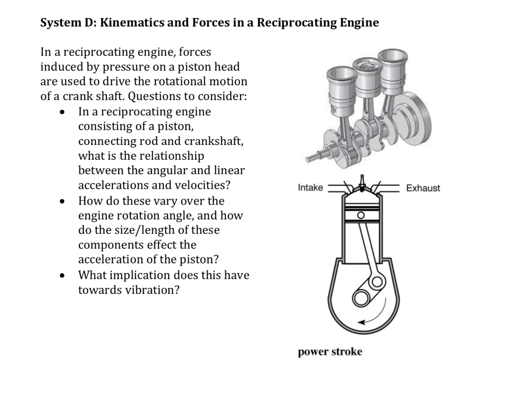 Solved System D: Kinematics and Forces in a Recibrocating | Chegg.com