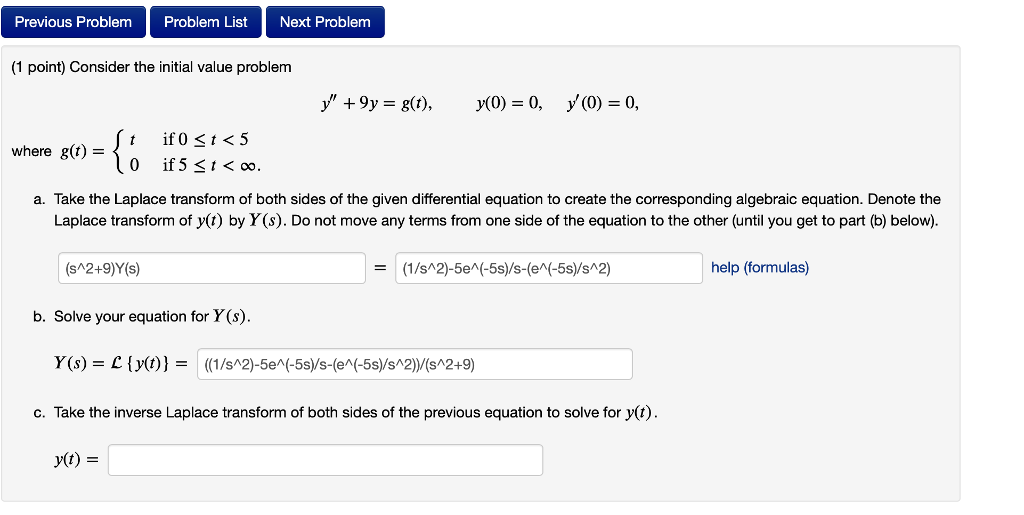 Solved: Consider The Initial Value Problem 𝑦″+9𝑦=𝑔(𝑡),𝑦(0)... | Chegg.com