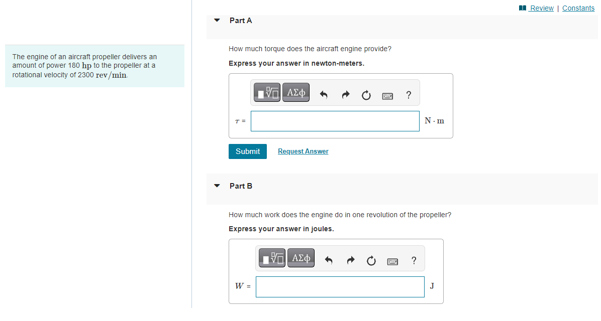 Solved How much torque does the aircraft engine provide? The