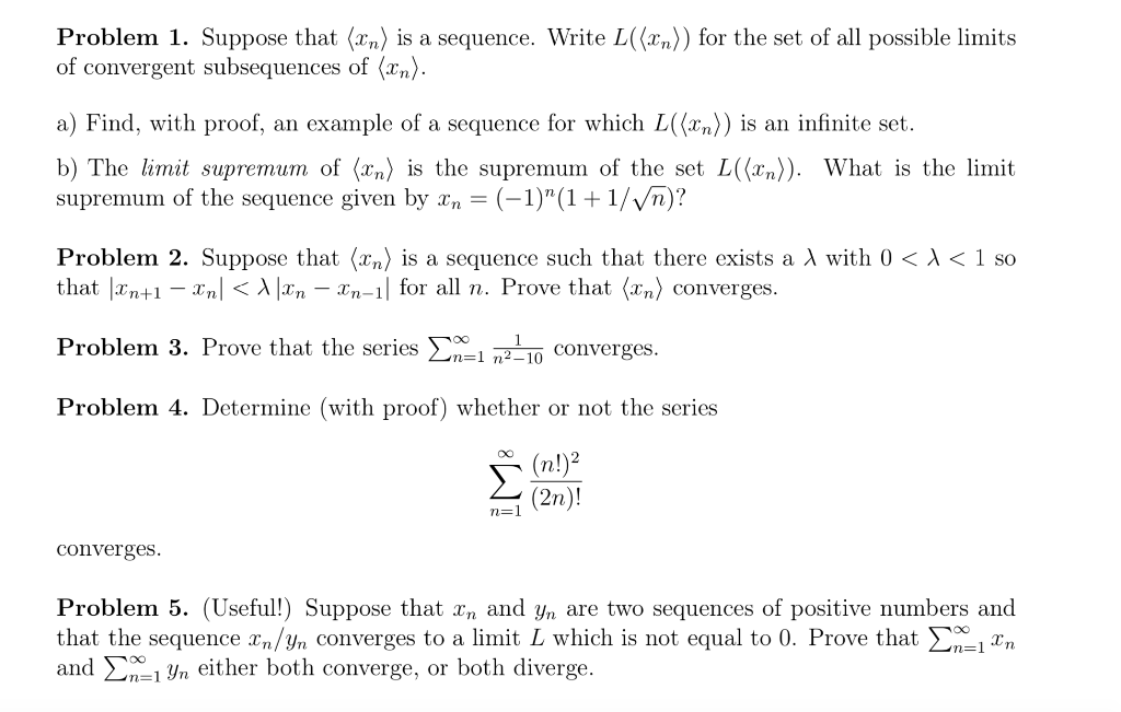 Solved Problem 1. Suppose that (2n) is a sequence. Write | Chegg.com