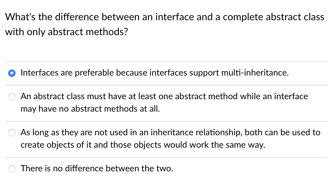 Solved What's the difference between an interface and a | Chegg.com