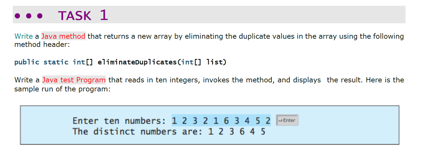 Solved TASK 1 Write a Java method that returns a new array | Chegg.com