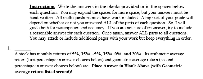 Solved Instructions: Write the answers in the blanks | Chegg.com