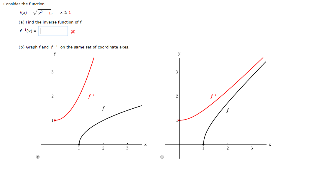 Solved Consider The Function. F(x) = X2-1, X21 (a) Find The | Chegg.com