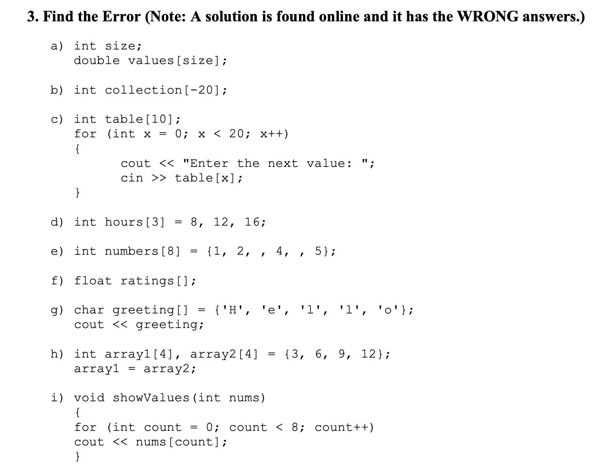 Solved 3. Find the Error (Note: A solution is found online | Chegg.com