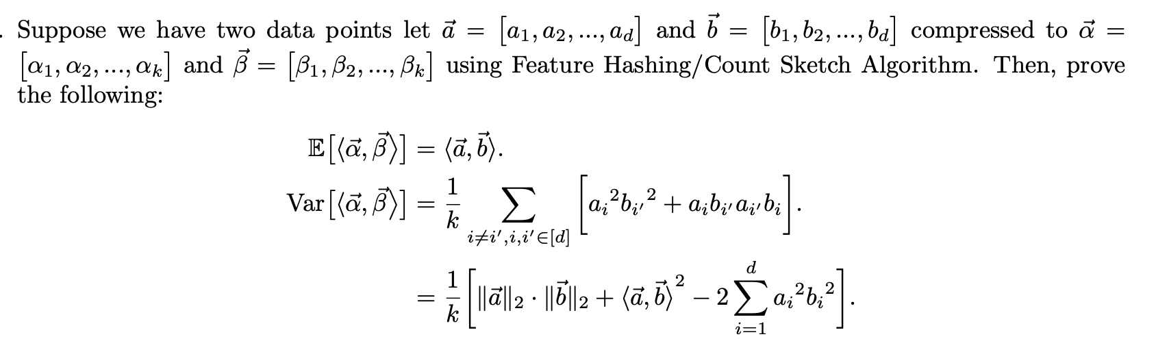 Solved Suppose we have two data points let a=[a1,a2,…,ad] | Chegg.com