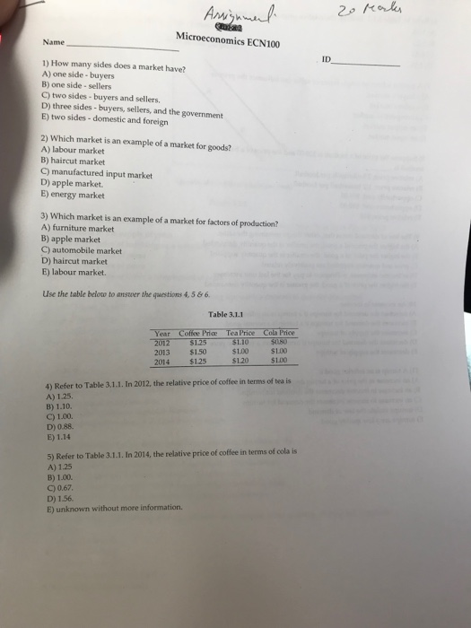 Solved Microeconomics ECN100 Name ID 1) How many sides does | Chegg.com