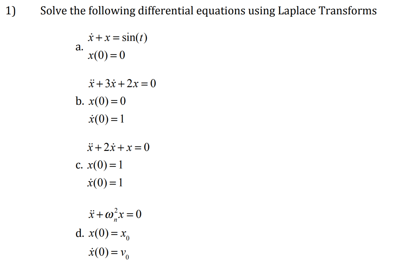 1 Solve The Following Differential Equations Using Chegg Com