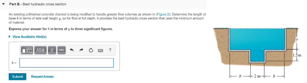 Solved Part B-Best hydraulic cross section An existing | Chegg.com