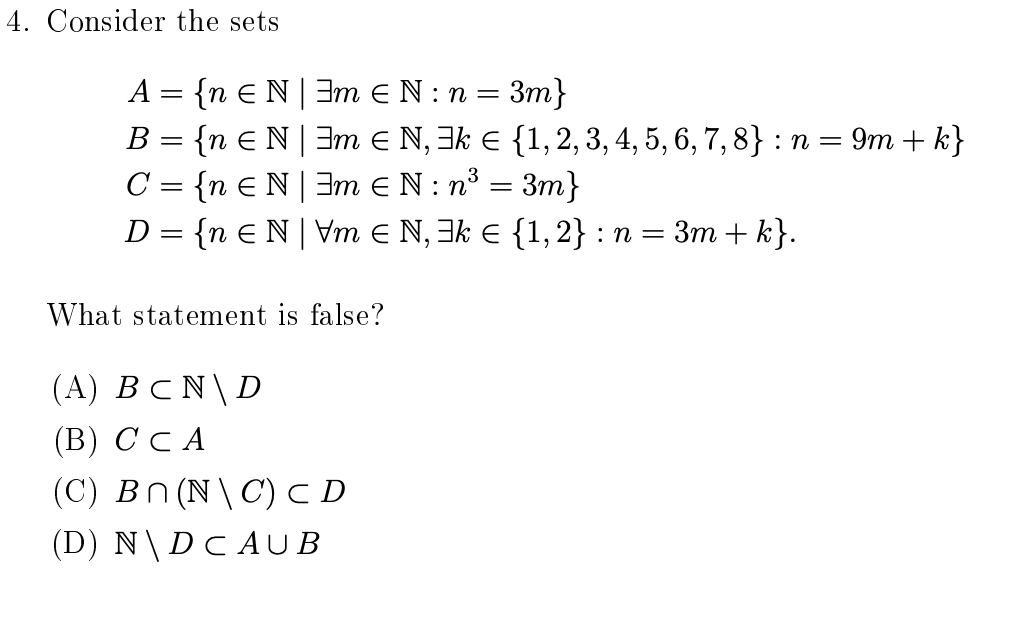 Solved 4. Consider The Sets | Chegg.com