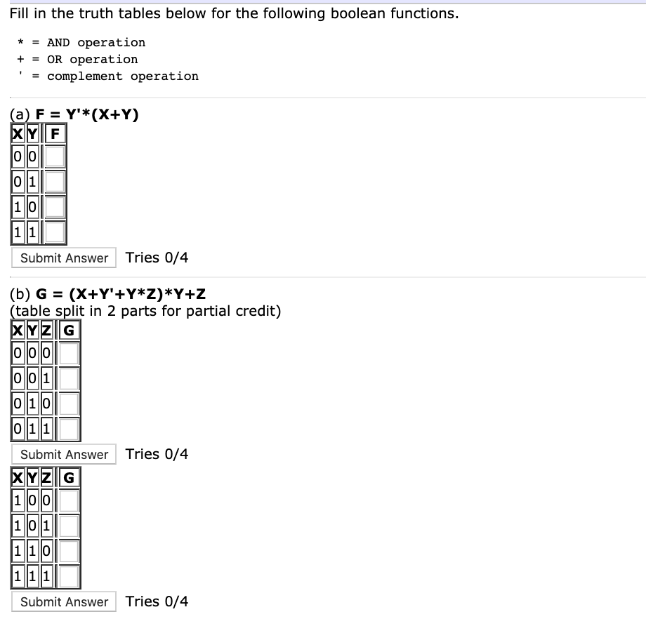 Solved Fill in the truth tables below for the following | Chegg.com